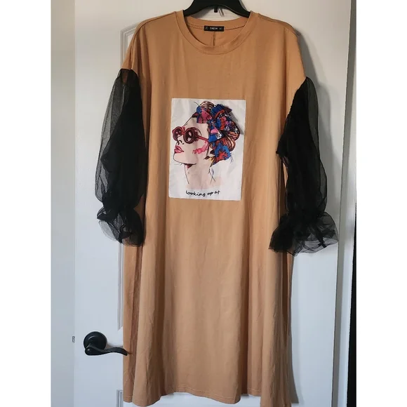 knee length dresses for ladies SHEIN Rafferiza Summer Casual A-Line V-Neck Batwing Sleeve Printed Dre |  Dress main image 1